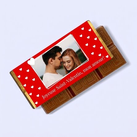 Mini-tablette de chocolat personnalisée avec une photo et un message - Love