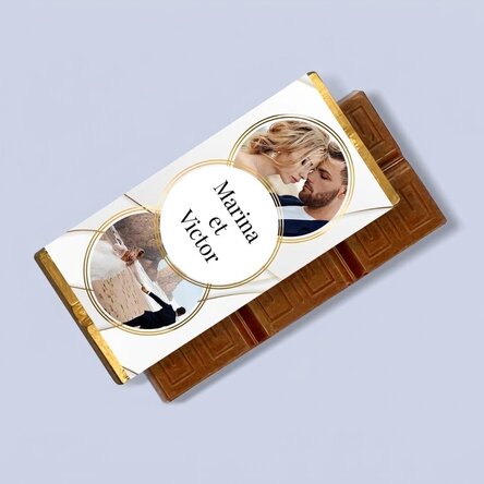 Mini-tablette de chocolat personnalisée avec 2 photos et un texte