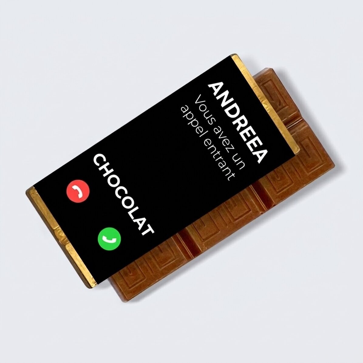 Mini-tablette de chocolat personnalisée avec un message - Incomig call