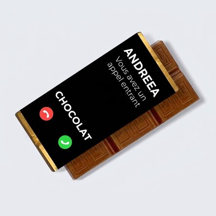 Mini-tablette de chocolat personnalisée avec un message - Incomig call