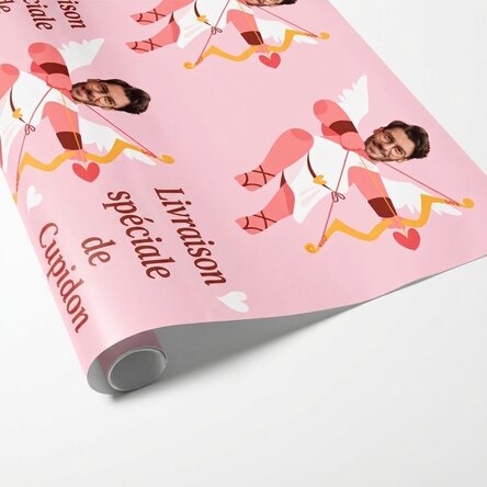 Papier d'emballage cadeau personnalisé avec une photo et un texte - Cupid