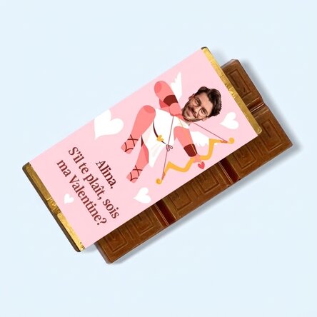 Mini-tablette de chocolat personnalisée avec une photo et un message - Cupid