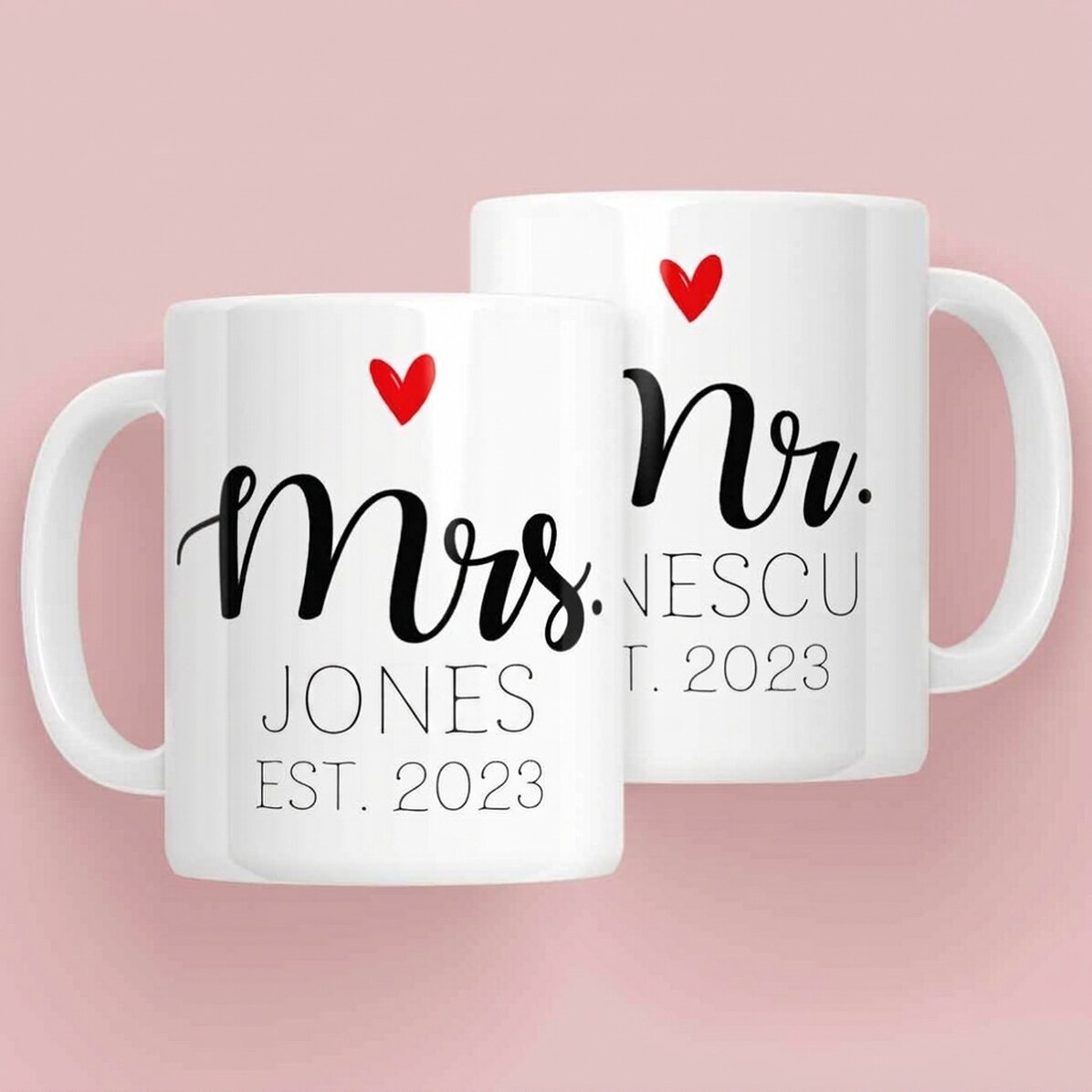 Tasses pour couple avec inscription - Mrs & Mr