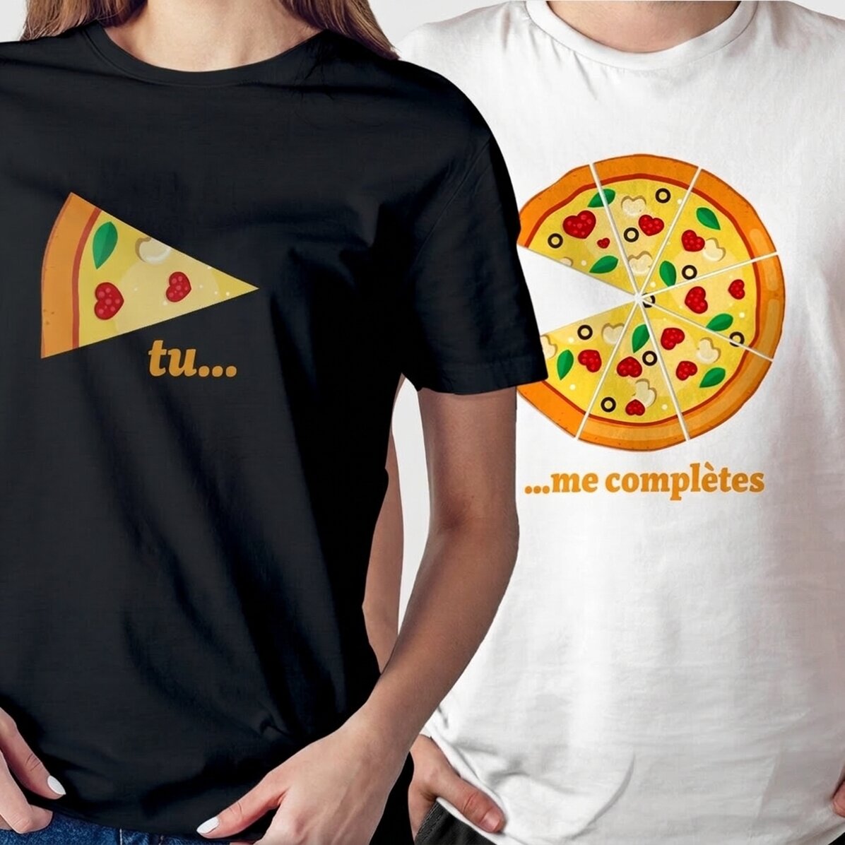 T-shirt en coton personnalisé avec inscription - Pizza