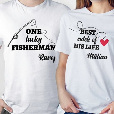 Custom cotton T-shirt with text - Fisherman's catch