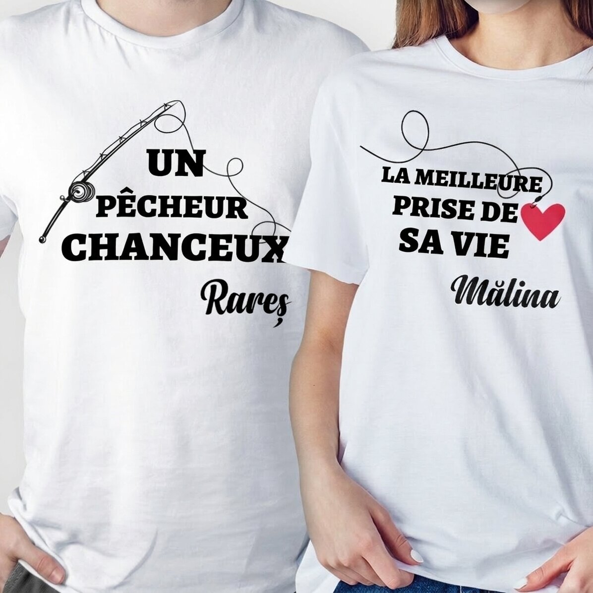 T-shirt en coton personnalisé avec un texte - La prise du pêcheur