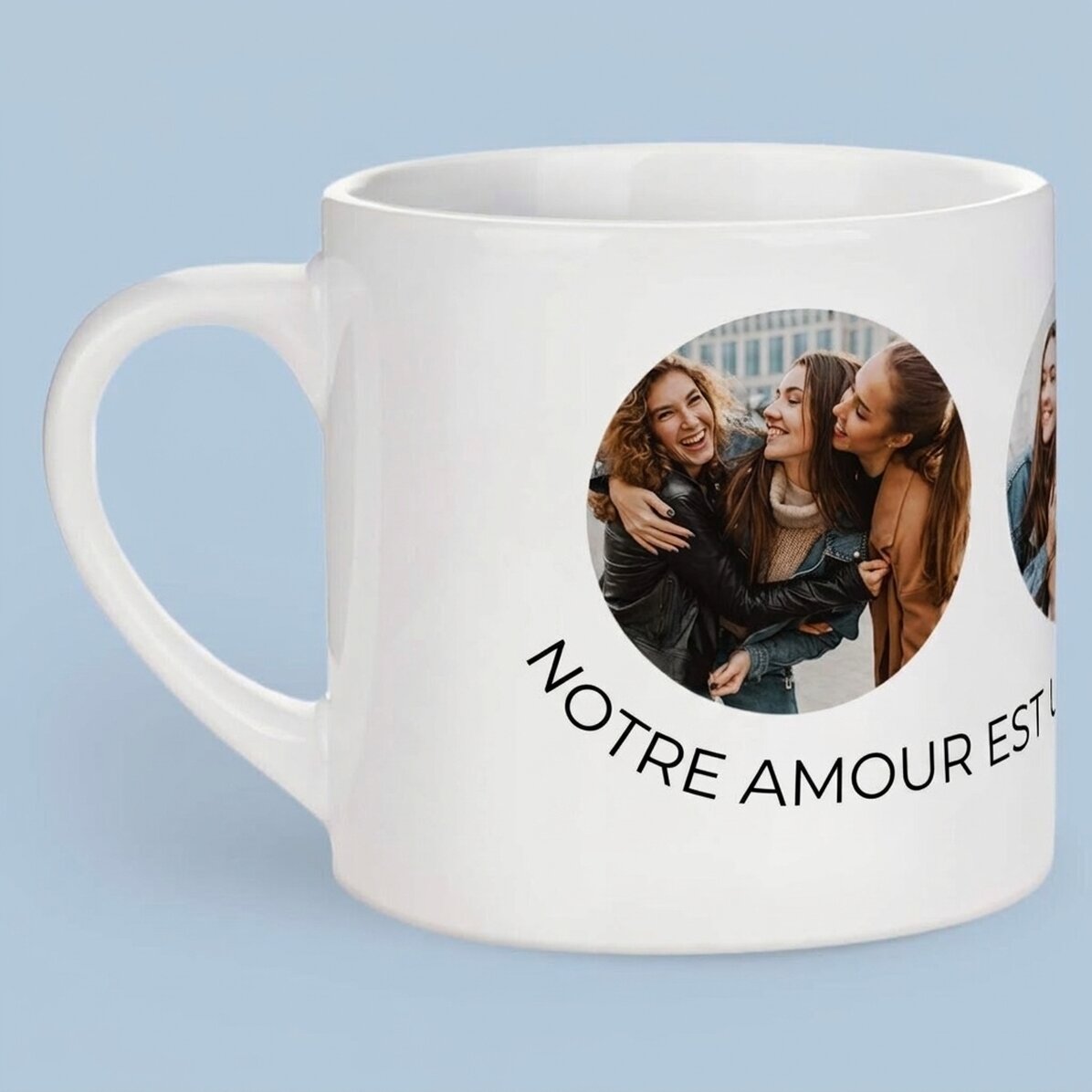 Tasse à espresso personnalisée avec 3 photos et un texte - Des souvenirs inoubliables