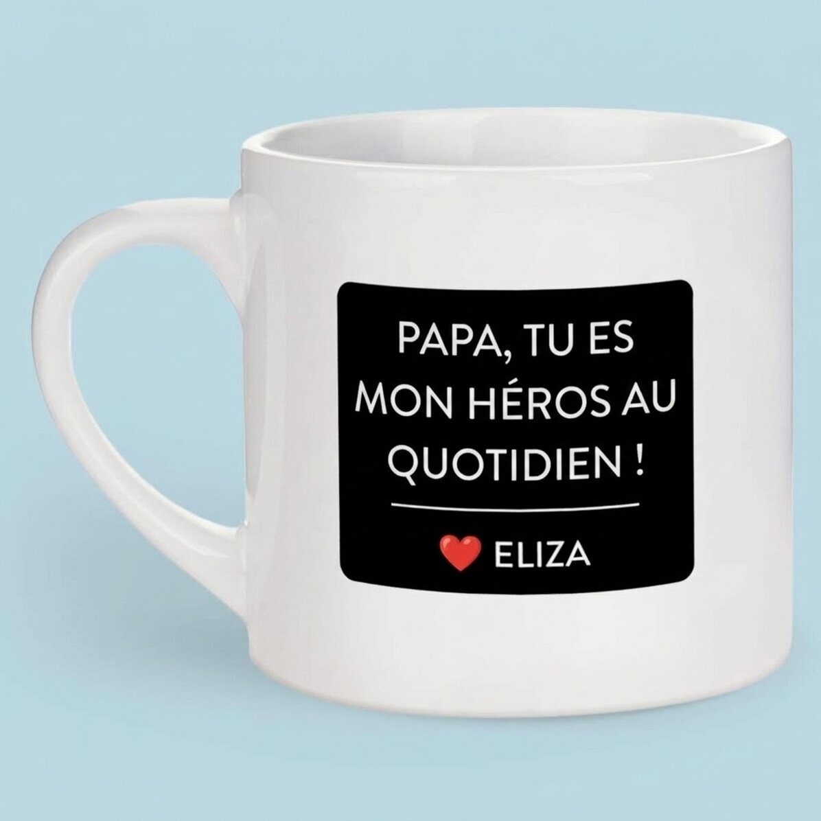 Tasse à espresso personnalisée avec texte et photo - Mon héros