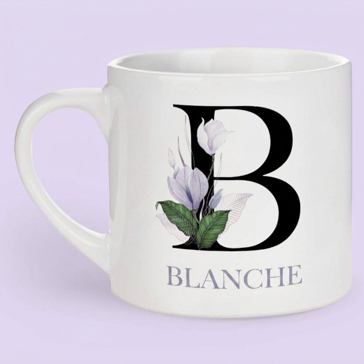 Tasse à espresso personnalisée avec une initiale et un prénom
