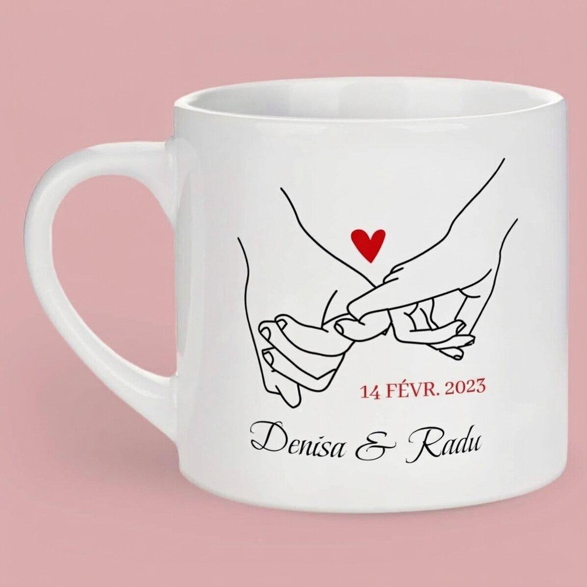 Tasse à espresso personnalisée avec un texte et une photo - Promise