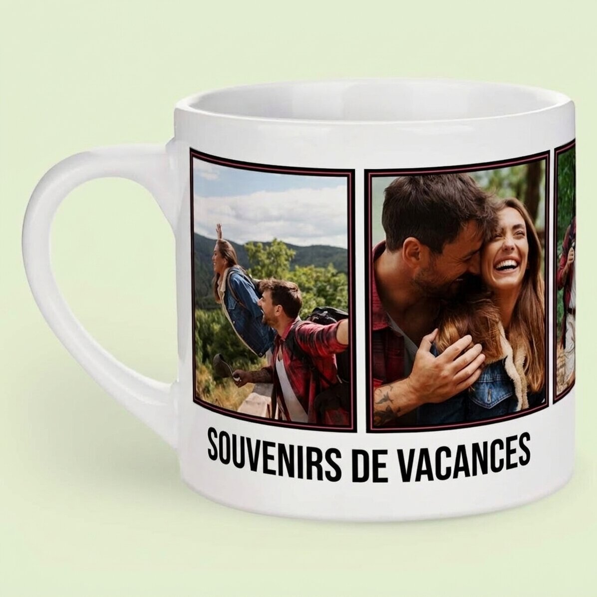 Tasse à espresso personnalisée avec 5 photos et un texte - Souvenirs