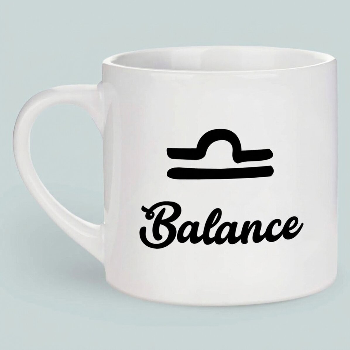 Tasse à expresso personnalisée avec photo et texte - Signe du zodiaque : Balance