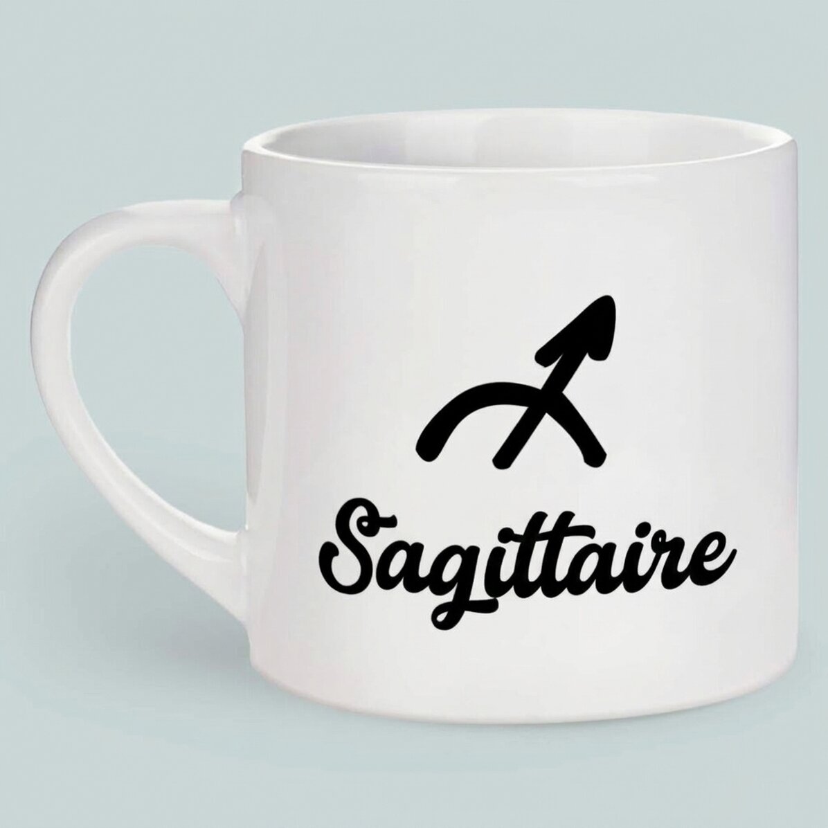 Tasse à espresso personnalisée avec photo et texte - Signe du Sagittaire