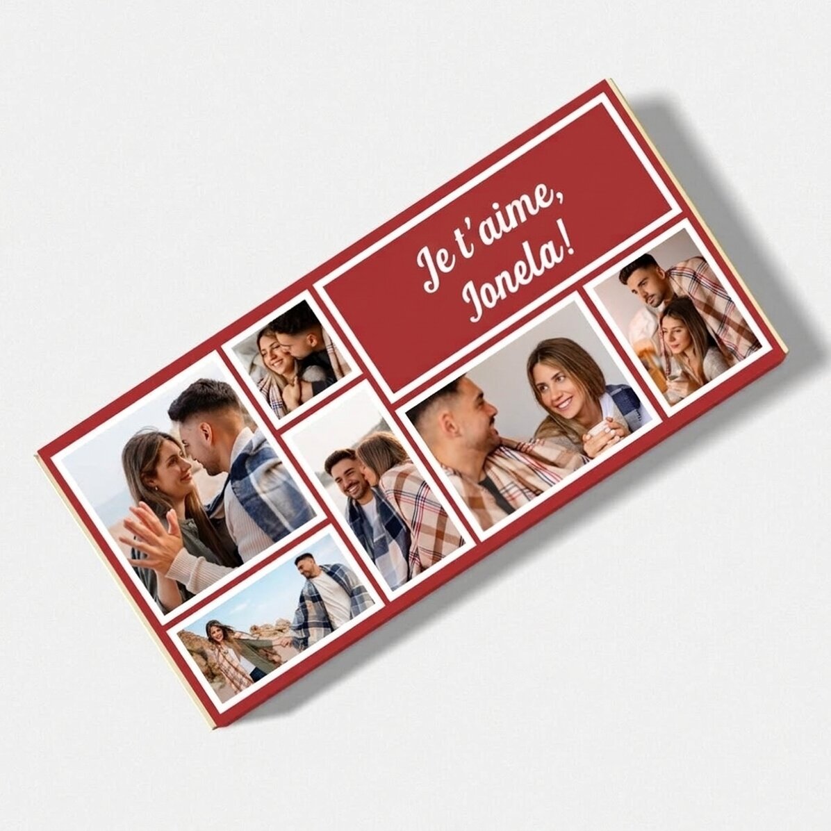 Chocolat personnalisé avec 7 photos et un message