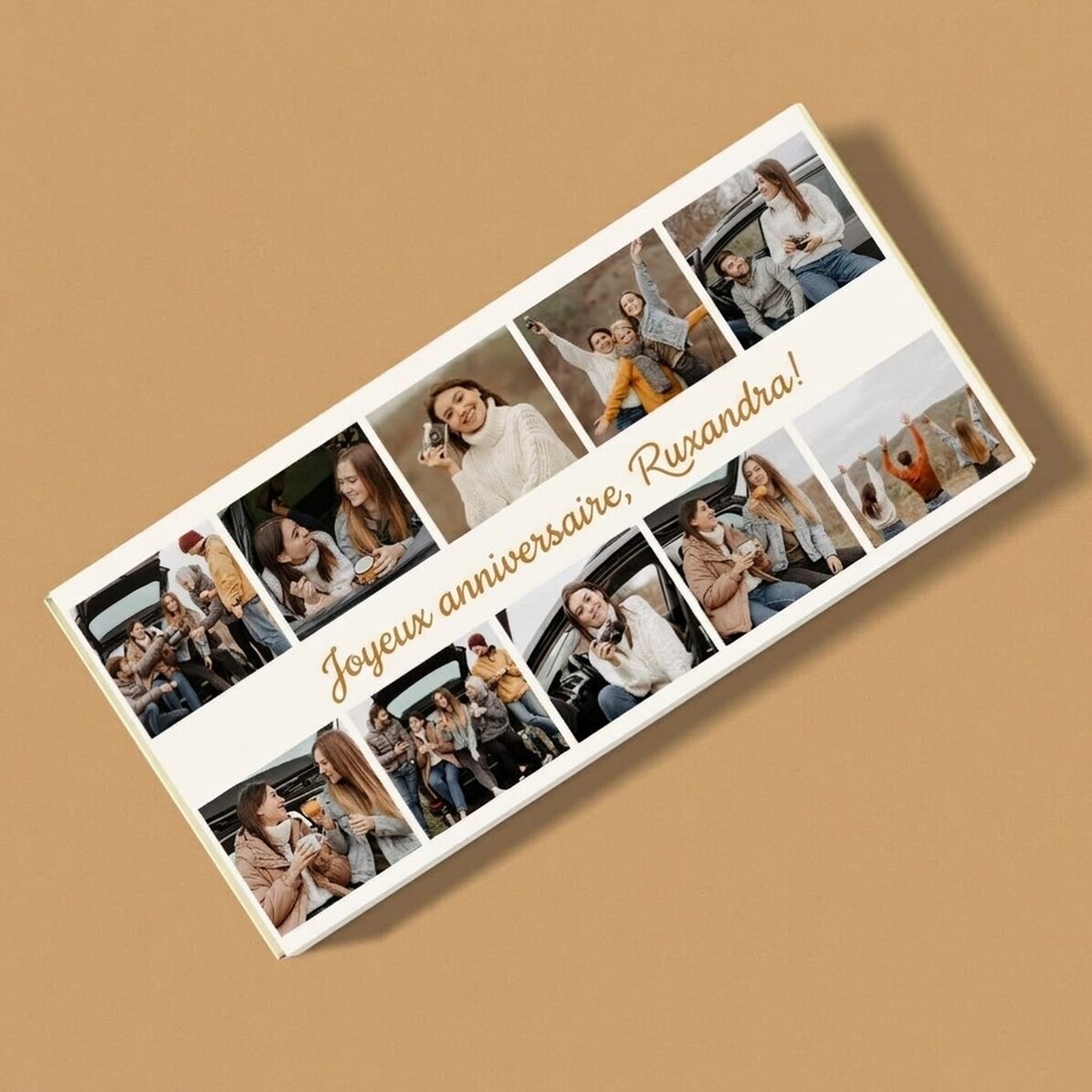 Chocolat personnalisé avec 10 photos et un message - Joyeux anniversaire !