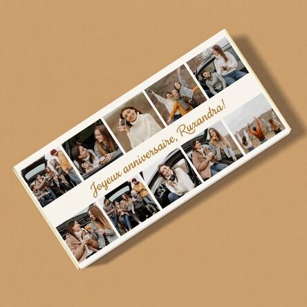 Chocolat personnalisé avec 10 photos et un message - Joyeux anniversaire !
