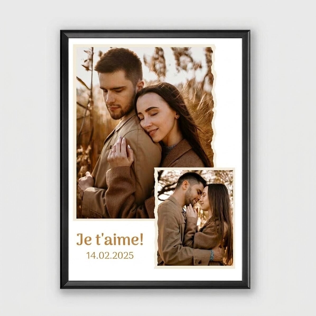 Tableau personnalisé avec 2 photos et un texte - Je t