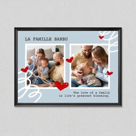 Tableau personnalisé avec 2 photos et un texte - Family