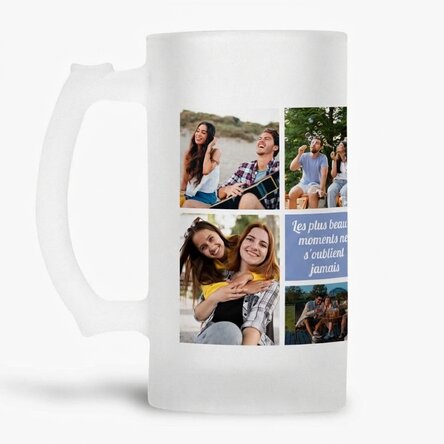 Chope à bière personnalisée avec 7 photos et un message