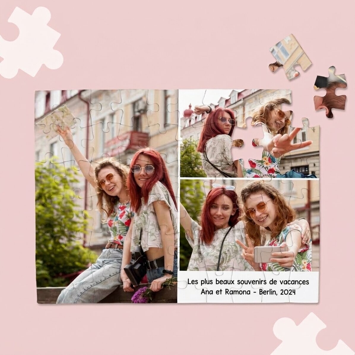 Puzzle personnalisé avec 3 photos et un texte