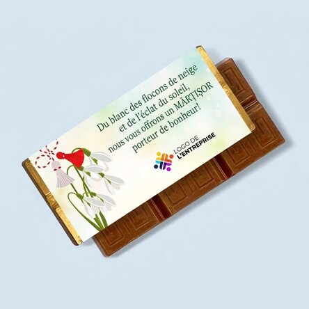 Mini-tablette de chocolat personnalisée avec un logo et un message