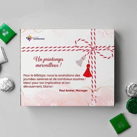 Boîte de bonbons personnalisée avec logo et texte