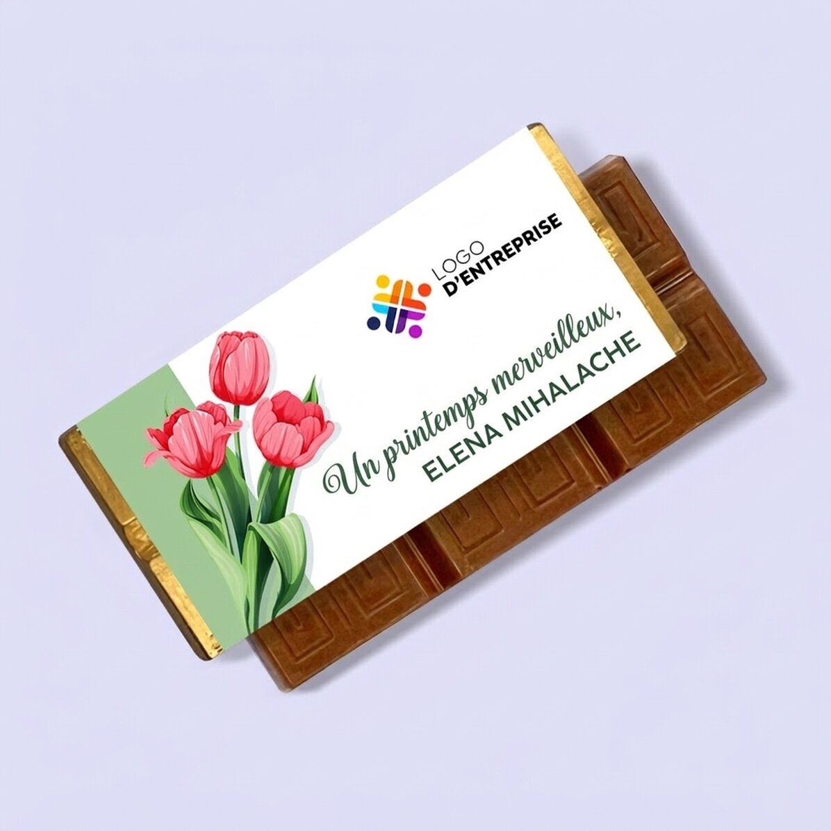 Mini-tablette de chocolat personnalisée avec logo et message - Un merveilleux printemps