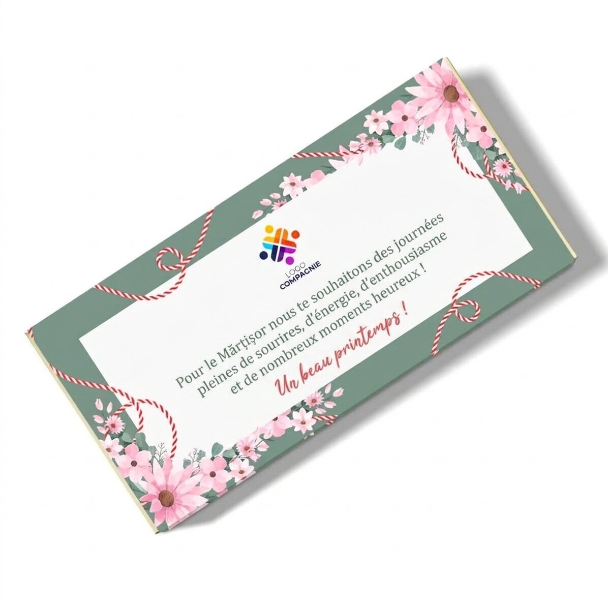 Chocolat personnalisé avec un message et un logo