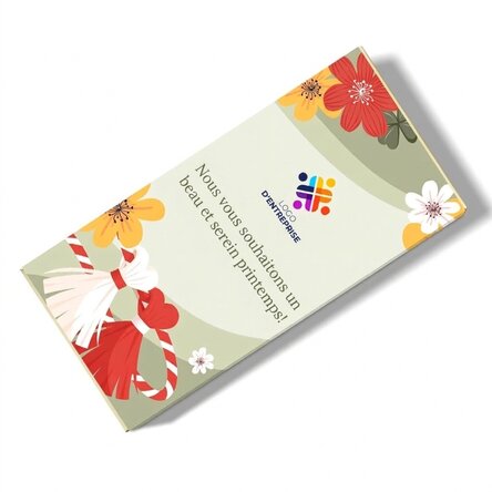 Chocolat personnalisé avec message et logo - Floral
