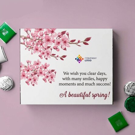 Personalised box of chocolates with logo and text - Spring