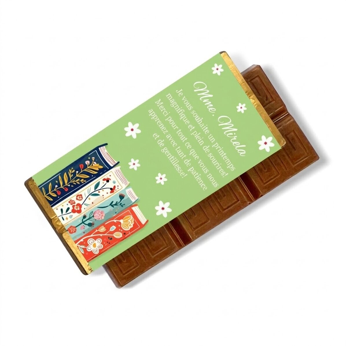 Mini-tablette de chocolat personnalisée avec un message - Books