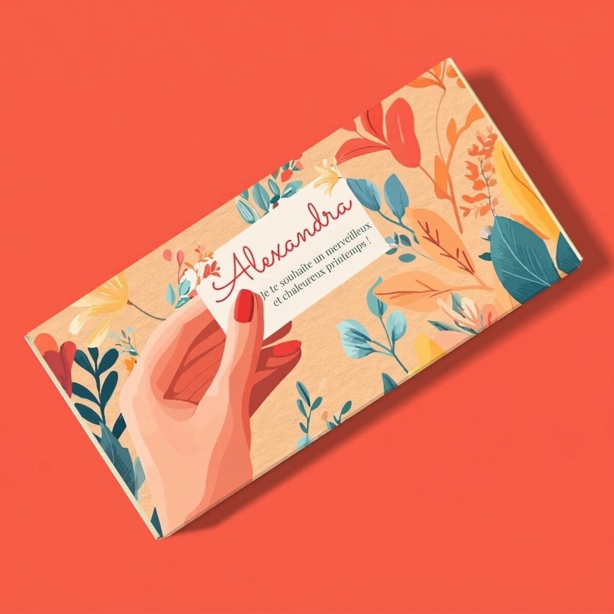 Chocolat personnalisé avec un message - Message de printemps