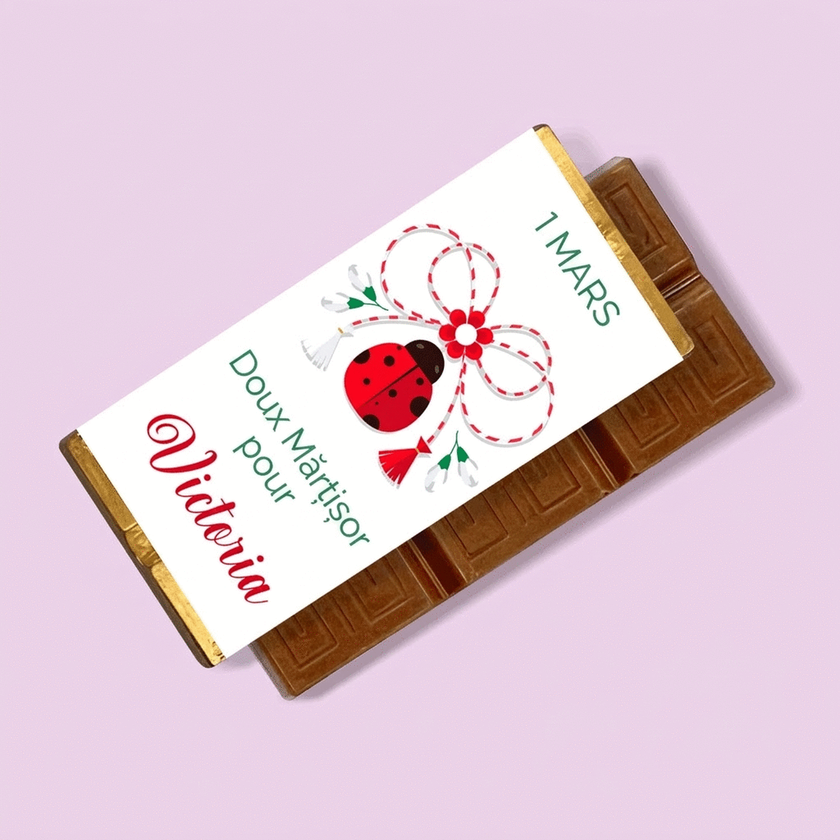 Mini-tablette de chocolat personnalisée avec un message tendre