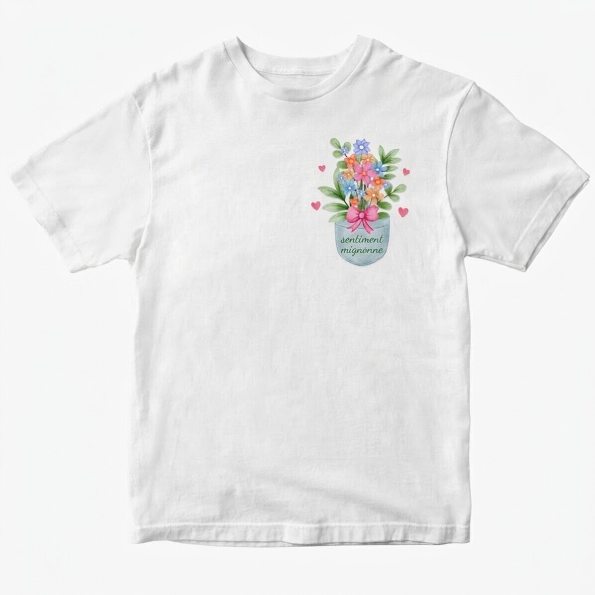 T-shirt en coton personnalisé avec un texte - Pocket flowers