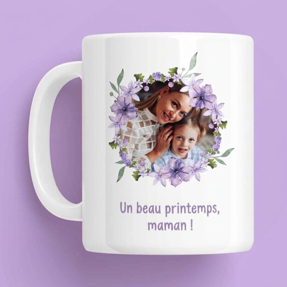 Tasse personnalisée avec une photo et un texte - Un beau printemps !