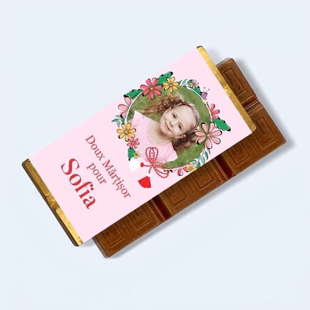 Mini-tablette de chocolat personnalisée avec un message et une photo