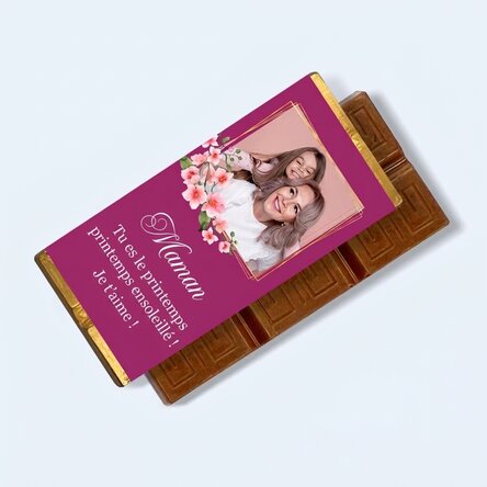 Mini-tablette de chocolat personnalisée avec un message et une photo - Ma chérie