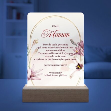 Lampe de veille LED personnalisée avec un message pour maman