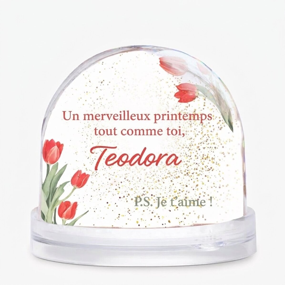 Globe de bureau personnalisé avec photo et texte - Un printemps merveilleux, tout comme toi