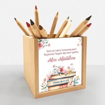 Porte-crayons personnalisé avec un message destiné aux enseignantes