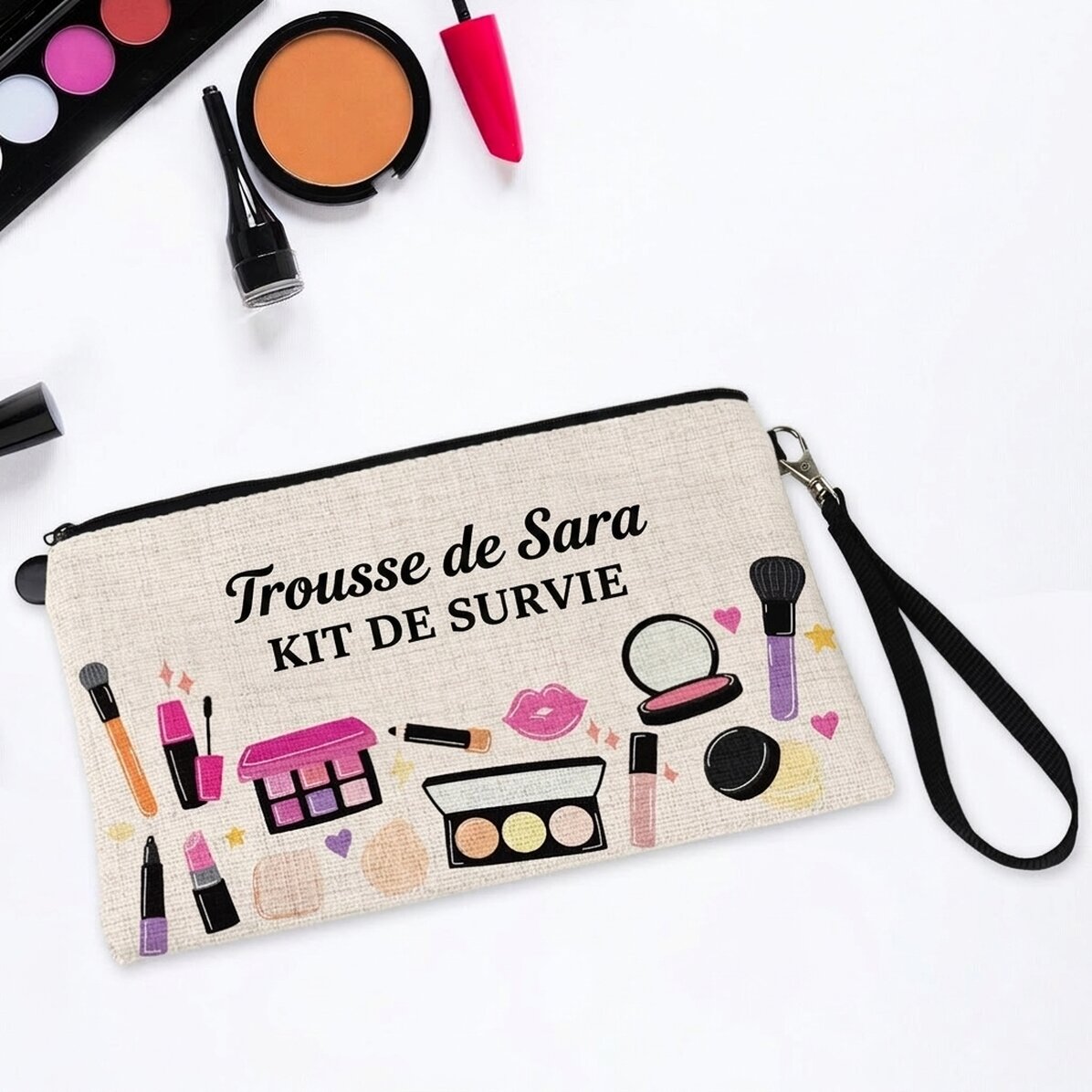Trousse de maquillage personnalisée avec inscription - My Survival Kit