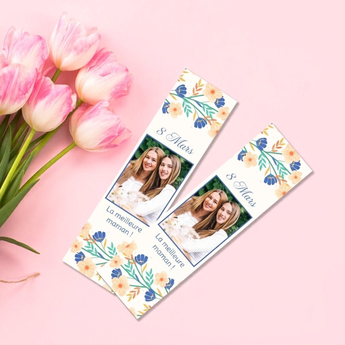 Marque-page personnalisé avec photo et message - Printemps
