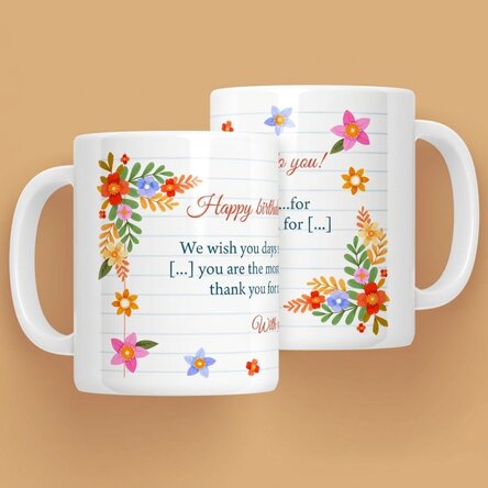 Tasse personnalisée avec un texte - Fleurs