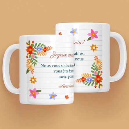 Tasse personnalisée avec un texte - Fleurs