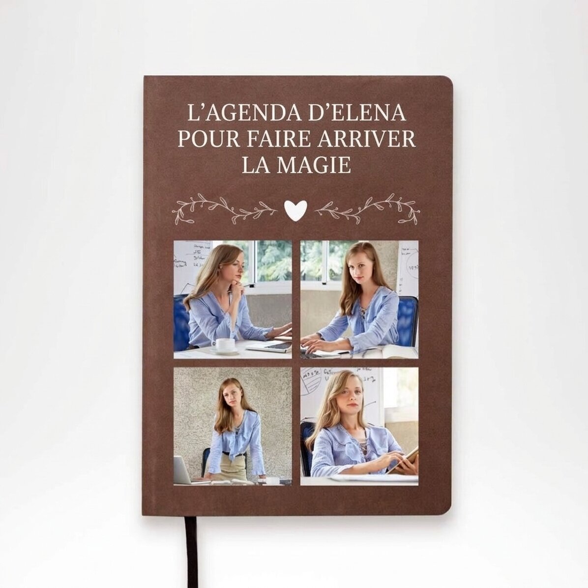Agenda personnalisé avec 4 photos et un message