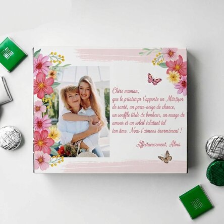 Boîte de bonbons personnalisée avec une photo et un message - Printemps