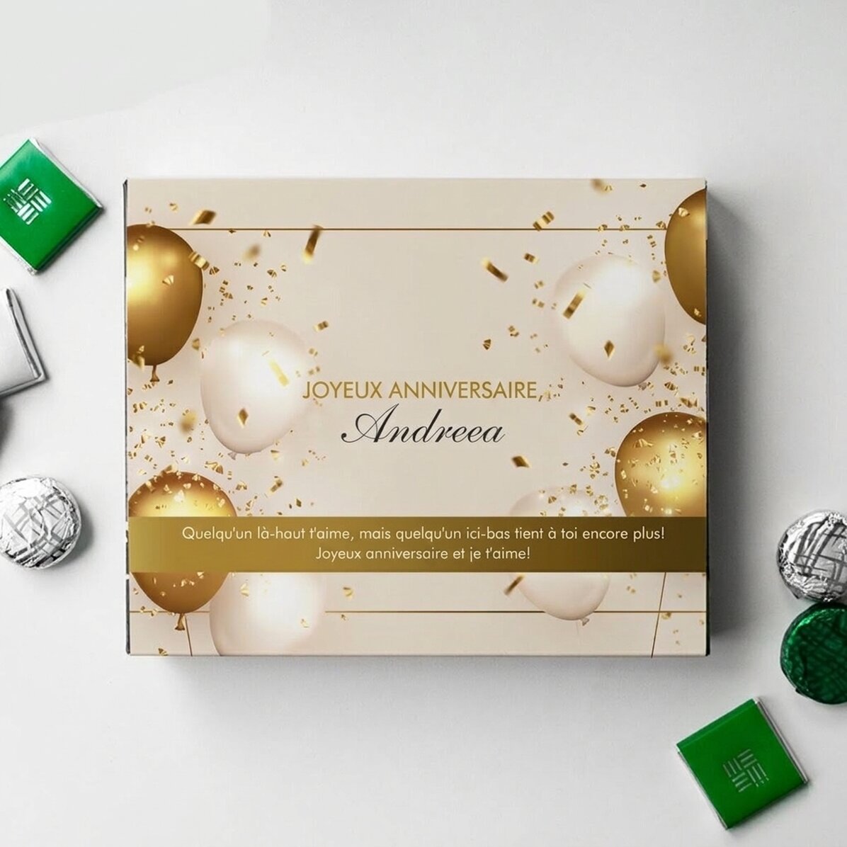 Boîte de bonbons personnalisée avec un message - Anniversaire