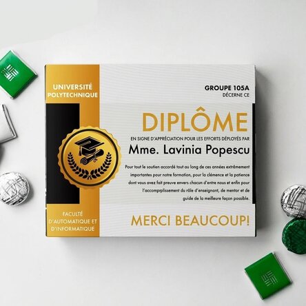 Boîte de bonbons personnalisée avec un message - Diplôme pour un professeur