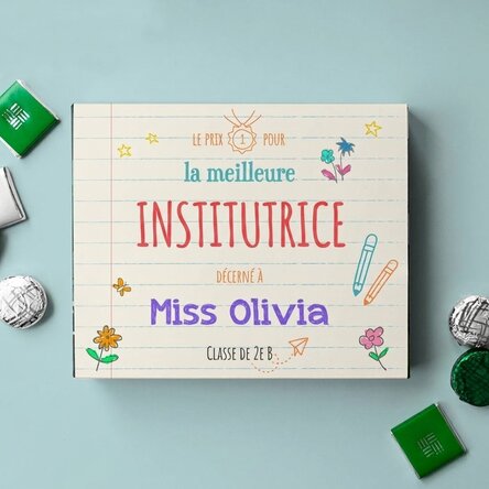 Boîte de bonbons personnalisée avec un message – « La meilleure maîtresse »