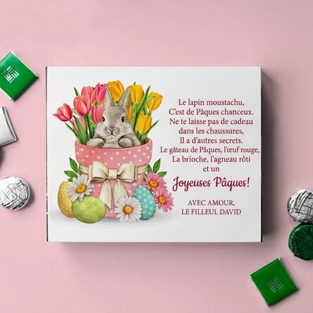Boîte de bonbons personnalisée avec un message - Joyeuses Pâques !